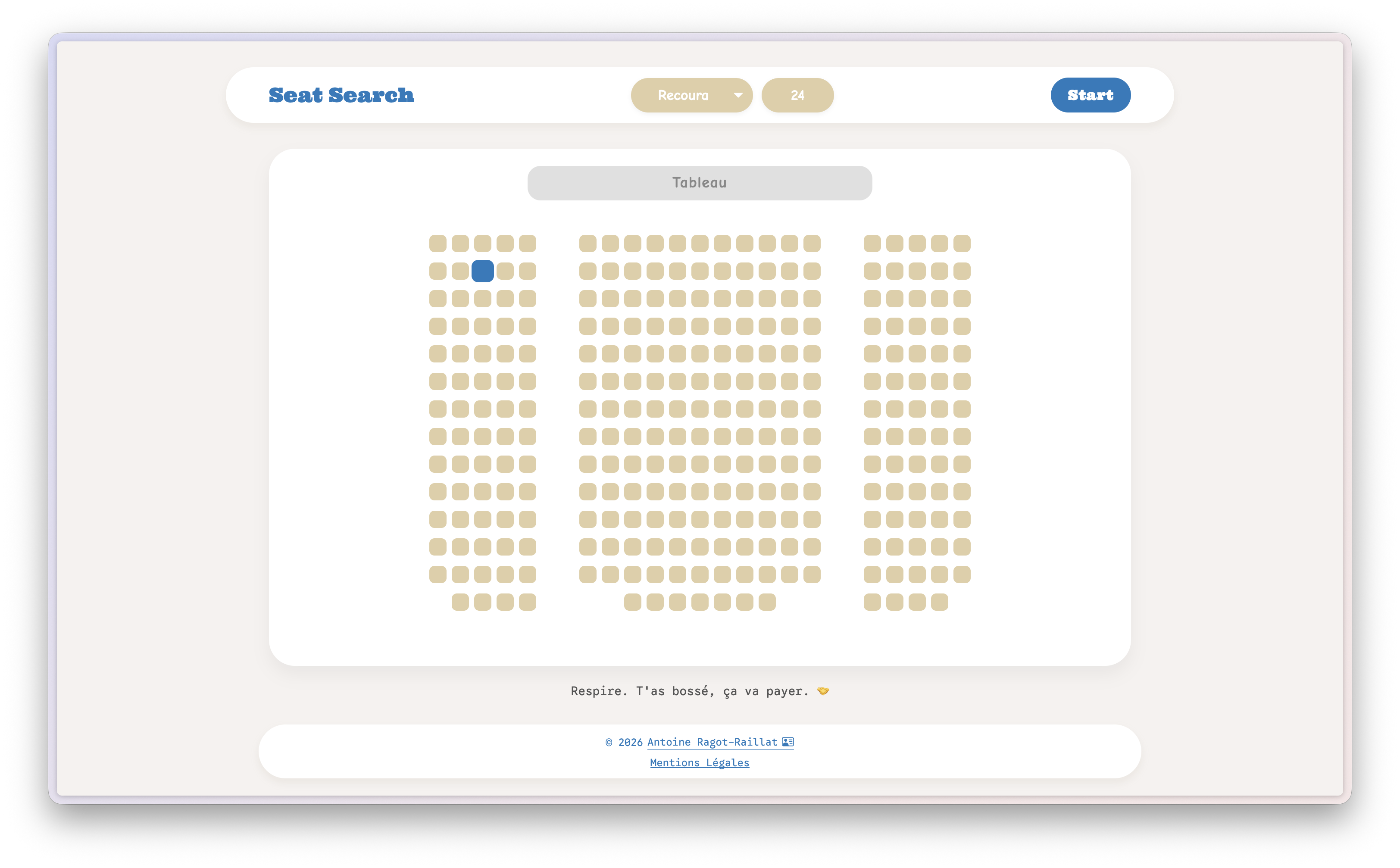 Projet Seat Search - Plan interactif d'amphithéâtre